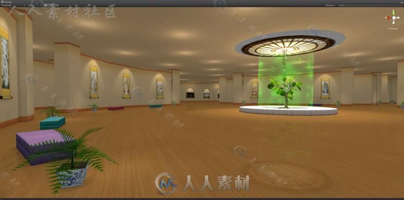 高科技虚拟画廊室内道具3D模型Unity游戏素材资源