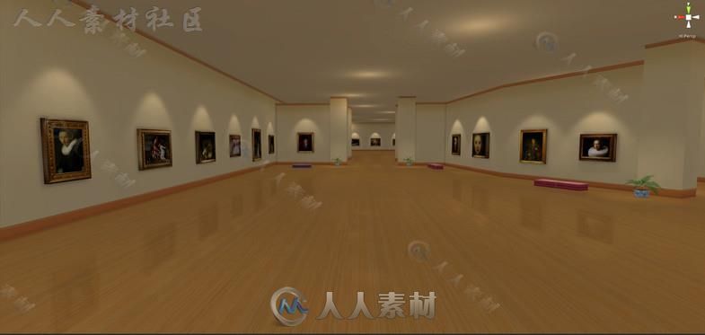 高科技虚拟画廊室内道具3D模型Unity游戏素材资源