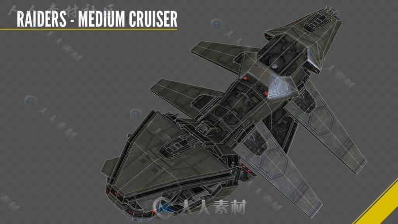 科幻黑暗视觉风格宇宙飞船太空车辆3D模型Unity游戏素材资源