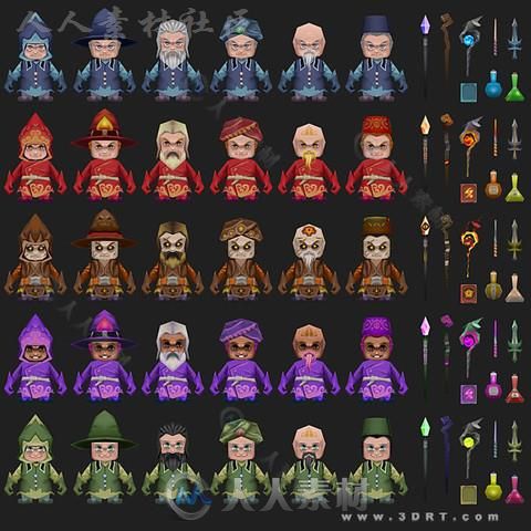 幻想法师人形生物角色3D模型Unity游戏素材资源