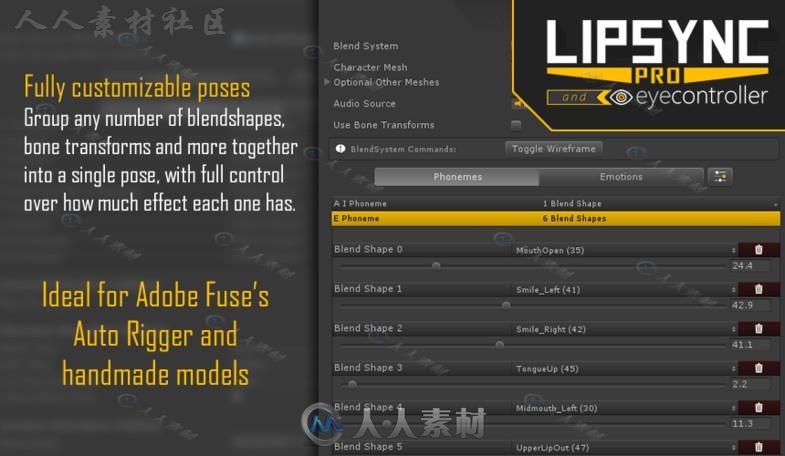 创建高质量的面部动画动作编辑器扩充Unity游戏素材资源