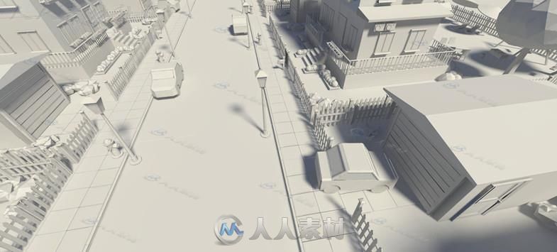 不同的房子花园和街道城市环境3D模型Unity游戏素材资源