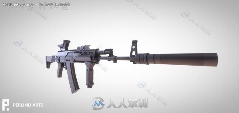 现代俄罗斯突击步枪武器道具3D模型Unity游戏素材资源