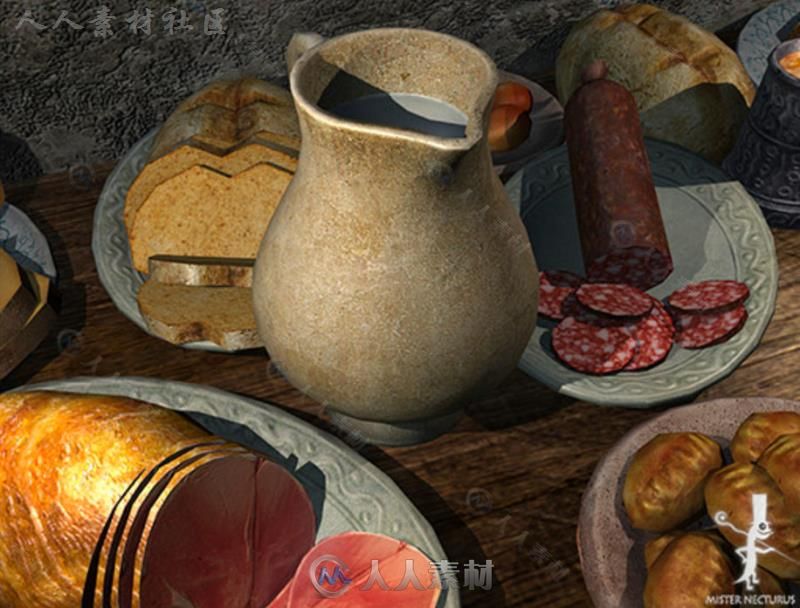 超精细西式食物食品道具3D模型Unity游戏素材资源