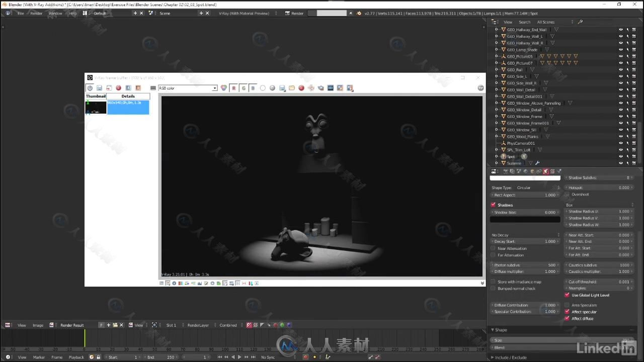 Blender中V-Ray3.0渲染技术基础训练视频教程 Blender V-Ray 3.0 Basics