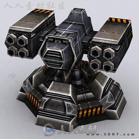 强大的炮塔科幻武器3D模型Unity游戏素材资源