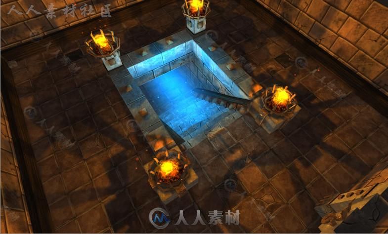 幻想红色监狱地下城环境3D模型Unity游戏素材资源