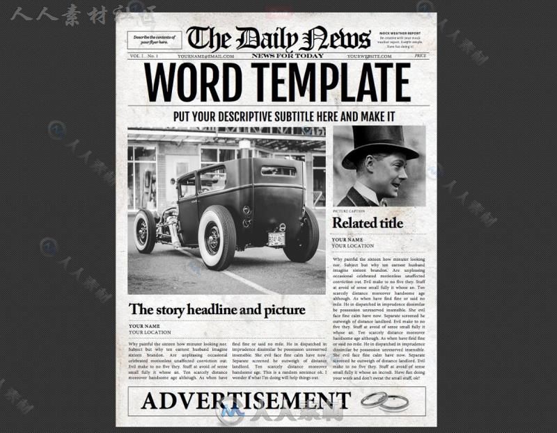 创意老式报纸传单indesign排版模板
