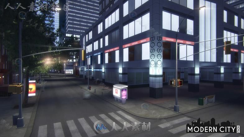 高度详细的现代城市环境3D模型Unity游戏素材资源