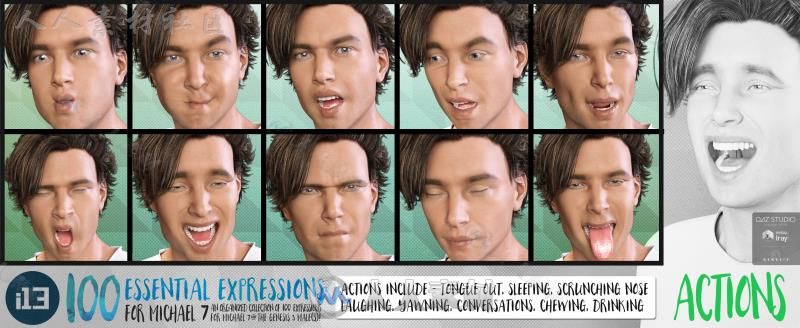 帅气英俊的男性的表情情绪3D模型合辑