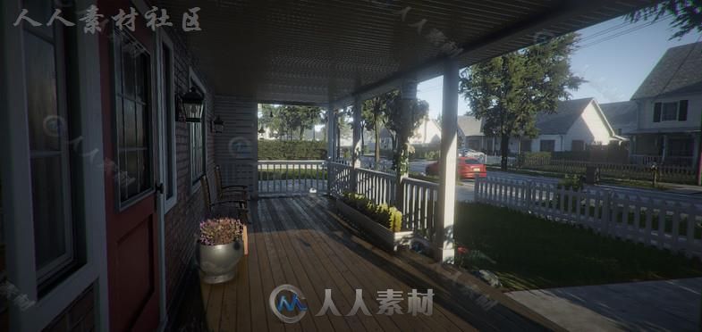 美丽幽静的郊区住宅和街道城市环境3D模型Unity游戏素材资源