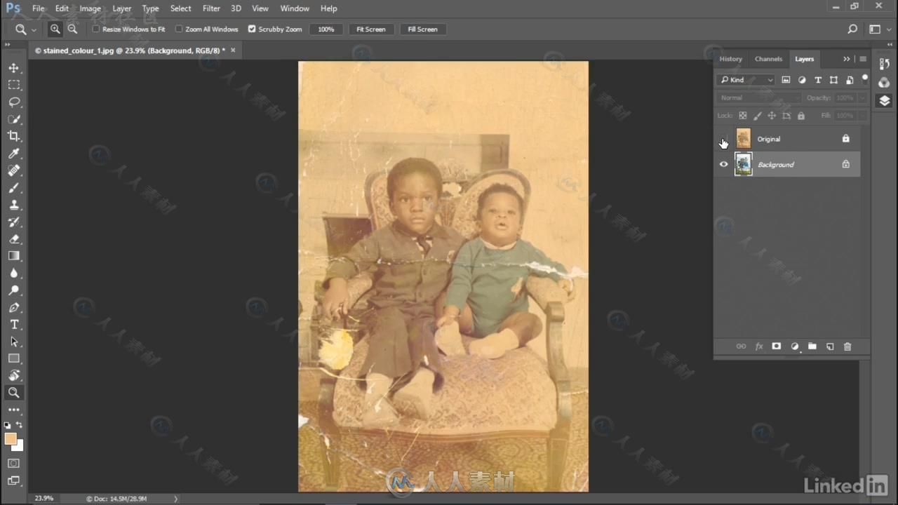 PS老旧照片色彩修复技术训练视频教程 Photo Restoration Fixing Stained Color and...
