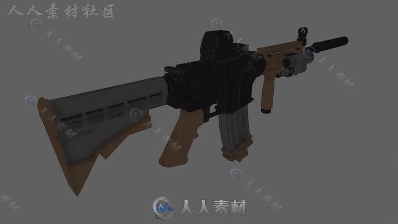 现代突击步枪武器道具3D模型Unity游戏素材资源