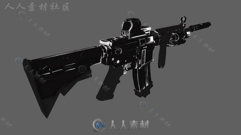 现代突击步枪武器道具3D模型Unity游戏素材资源