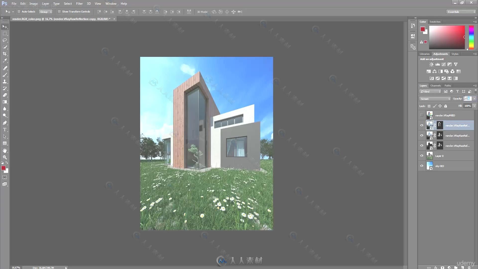 3dsmax林中房屋建筑可视化视频教程 Udemy Learn 3ds max and vray Making of House...