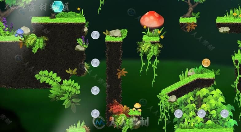 美丽的魔法冒险森林2D贴图和材质Unity游戏素材资源