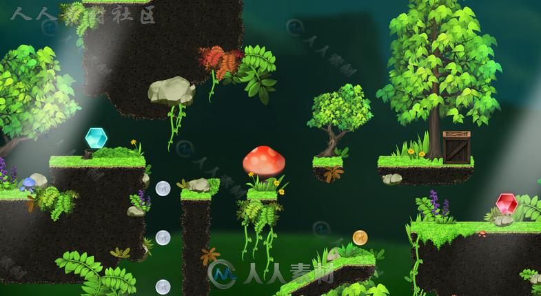 美丽的魔法冒险森林2D贴图和材质Unity游戏素材资源