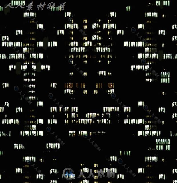 几张高层建筑美丽夜晚窗户C4D贴图素材
