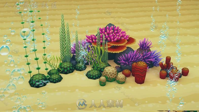 美丽的珊瑚森林海藻谷环境3D模型Unity游戏素材资源