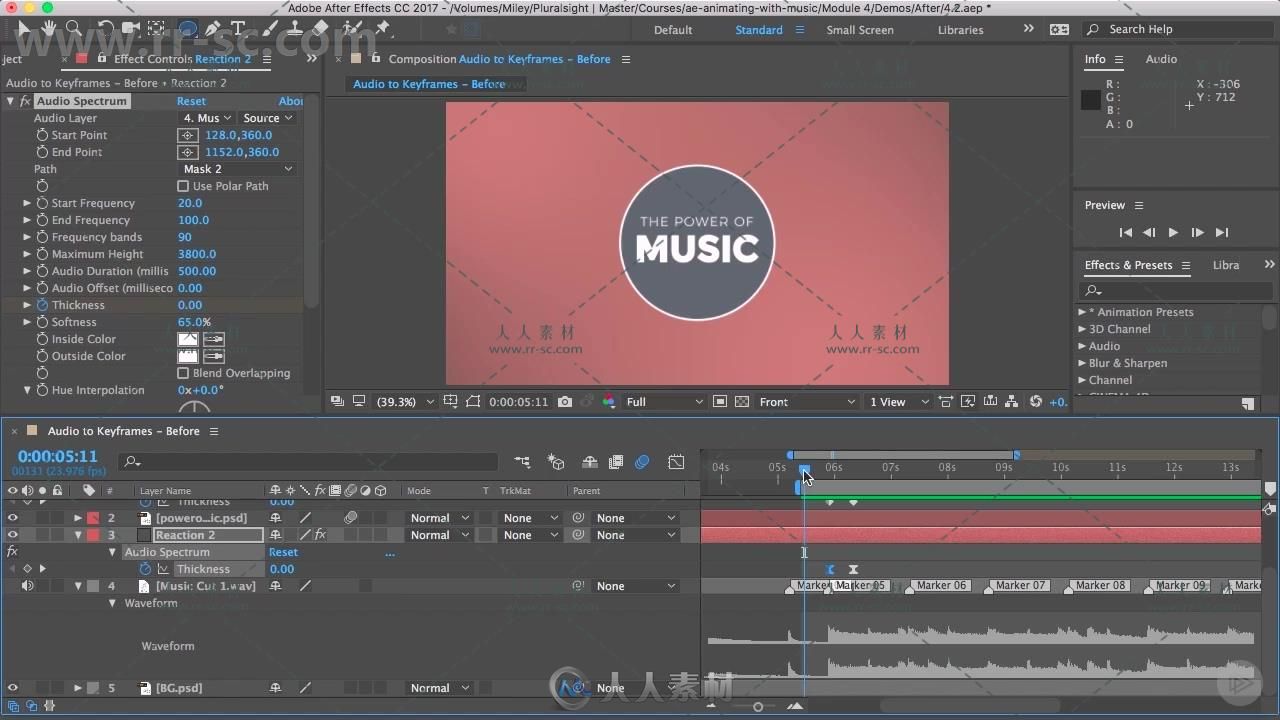 AE音乐律动图形动画实例训练视频教程 Pluralsight After Effects CC Animating wit...