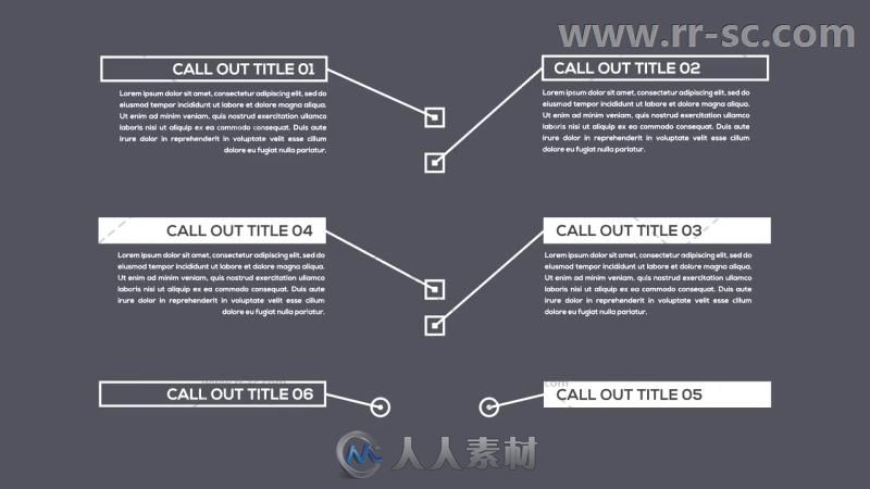 现代公司企业线条呼出文字标题注释介绍动画AE模板 Inforgraphic Call-Out Titles