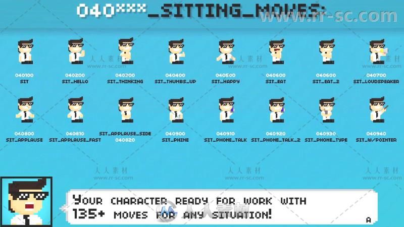 二维像素游戏卡通漫画人物角色场景创建工具AE模板 Videohive Pixel Art Kit V1...
