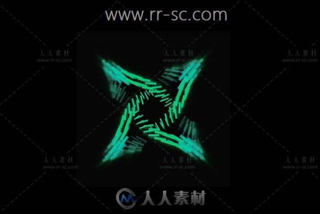 绿色光束组成的三维飞镖图形旋转视频素材