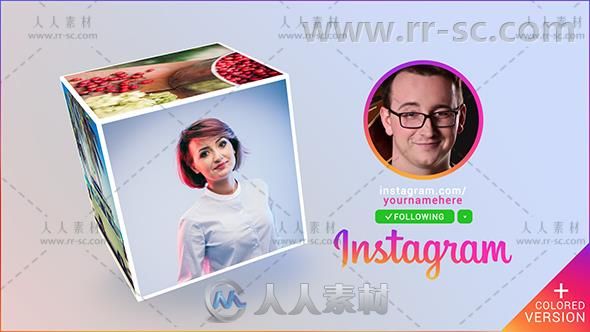 创意动感三维立方体照片展示产品宣传视频包装AE模板Videohive Instagram Promo Cub...
