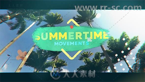 明亮充满活力丰富多彩的夏季运动幻灯片视频包装AE模板Videohive Summertime Movem...