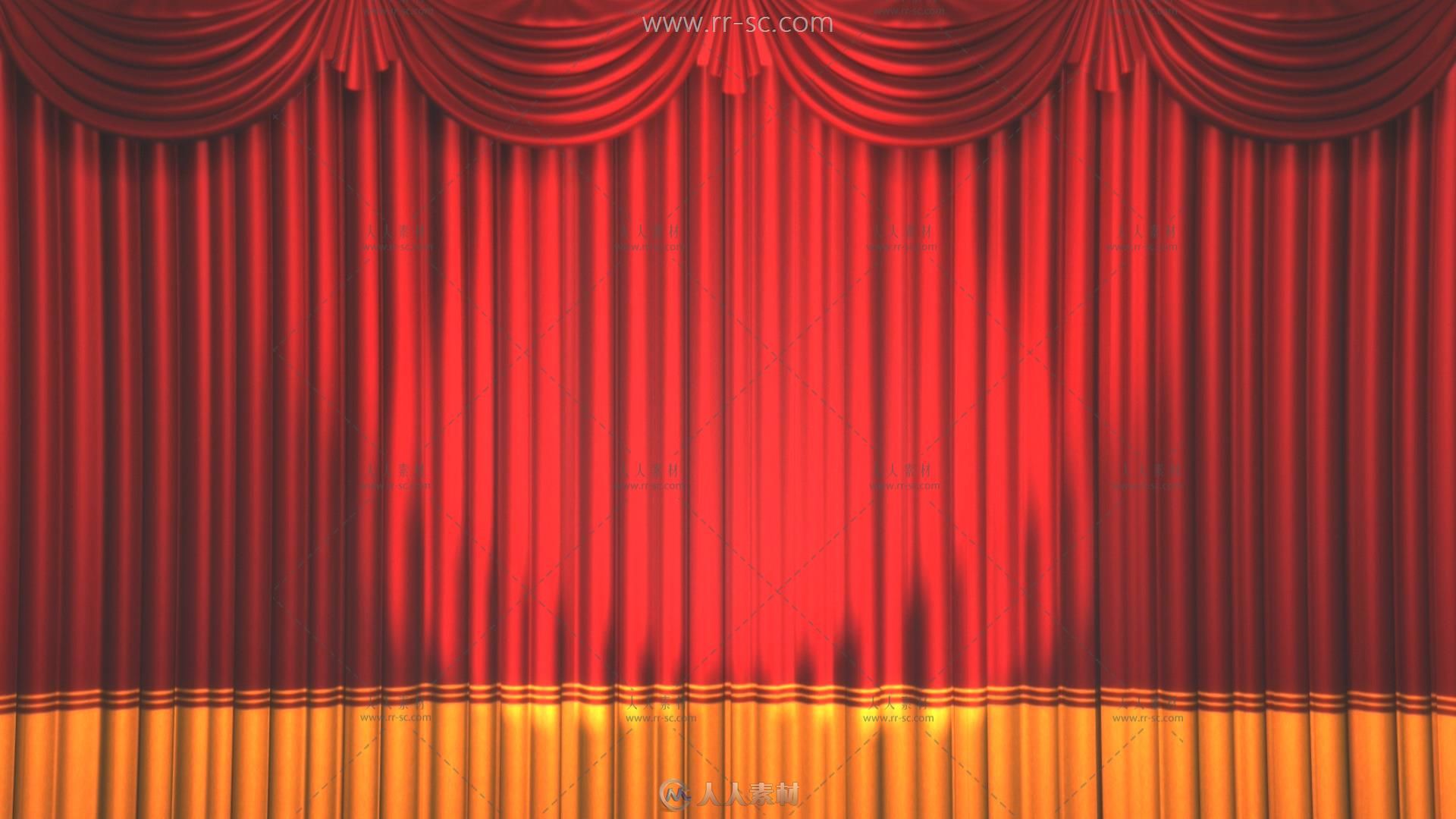 舞台红色幕布和聚光灯效果动态视频素材