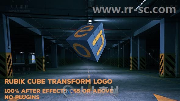 地下车库魔方转动标志展示Logo演绎AE模板 Videohive Rubik Cube Transform Logo 1...