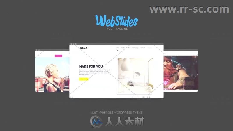 干净简洁的网站图文切换演示文稿展示AE模板 Videohive WebSlides 17240696