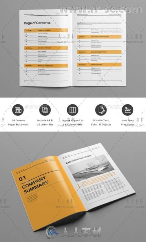 现代商业计划手册indesign排版模板