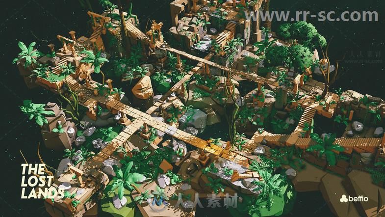 高品质模块化自然丛林和寺庙环境3D模型Unity游戏素材资