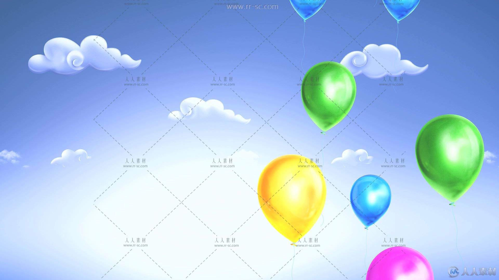 气球升上蓝天背景视频素材