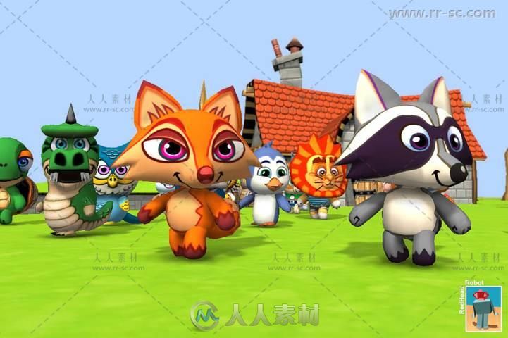可爱的动物包卡通角色3D模型Unity素材资源