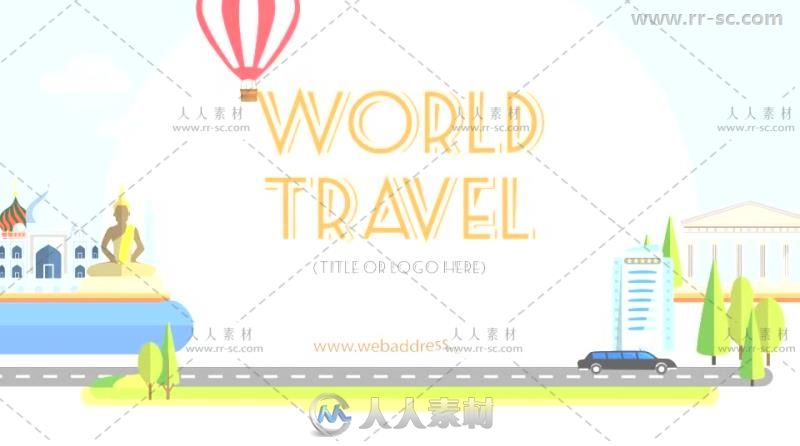 现代平面图形视频解说城市旅游介绍宣传AE模板 Videohive World Travel 20198020