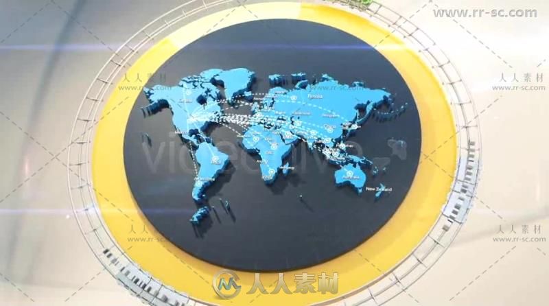 干净简单的全球地图世界连接特效动画AE模板