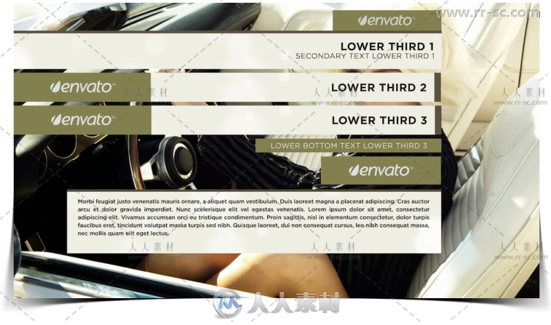 时尚典雅极简下三档字幕条标题动画展示AE模板