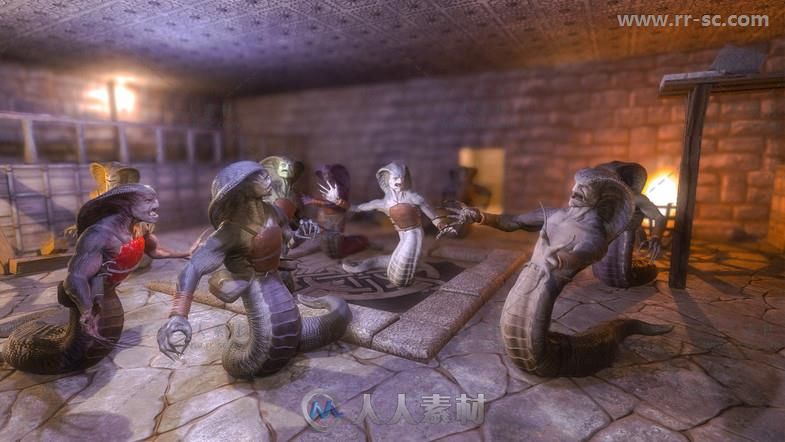 PBR石像鬼骨龙蛇战士生物角色3D模型Unity游戏素材资源