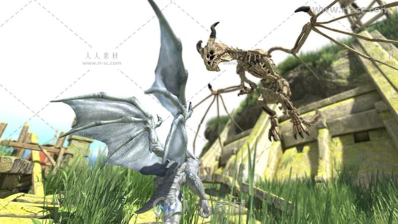 PBR石像鬼骨龙蛇战士生物角色3D模型Unity游戏素材资源