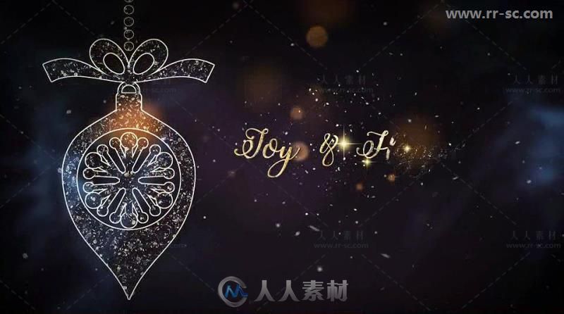 璀璨金色粒子展示圣诞节文字标题动画AE模板