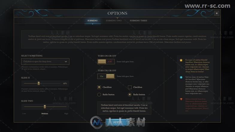 时尚独特灵活完美的界面UI贴图和材质Unity游戏素材资源