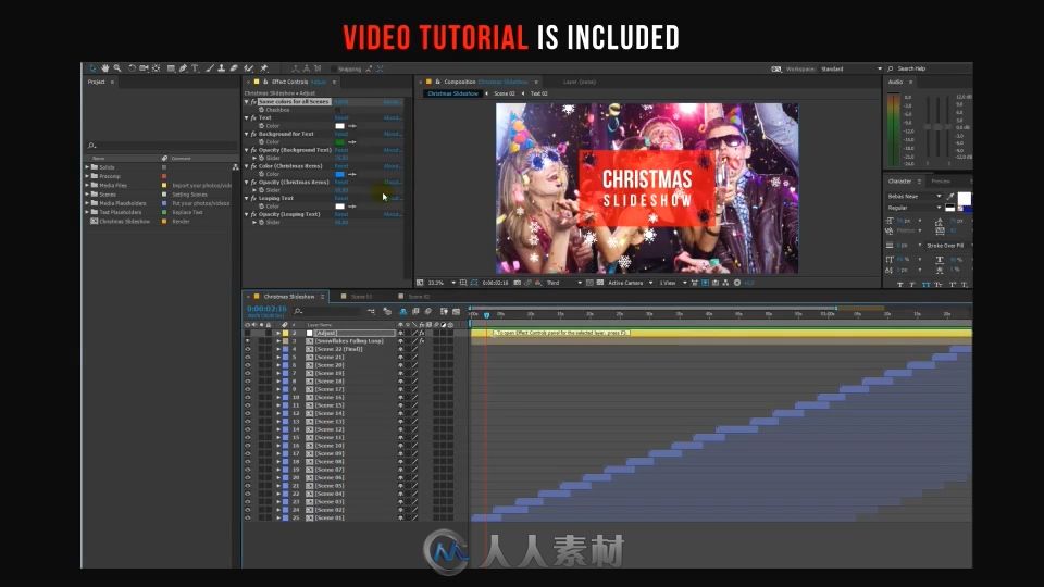 创意圣诞节狂欢派对幻灯片视频包装展示动画AE模版
