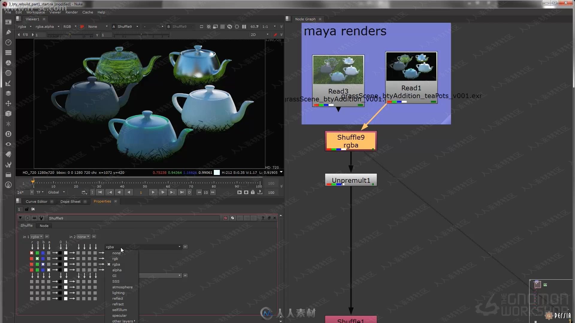 Maya+Nuke多通道渲染合成特效视频教程