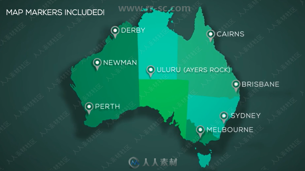 澳大利亚地图标注创意设计AE模板合集