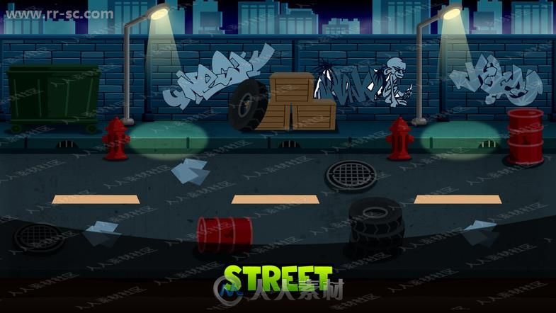 街道地铁小游戏背景道具2D合集Unity游戏素材资源