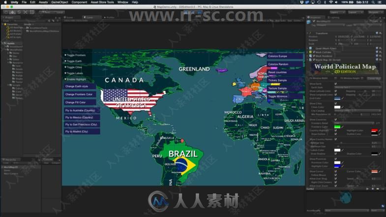 世界政治地图游戏场景工具Unity游戏素材资源