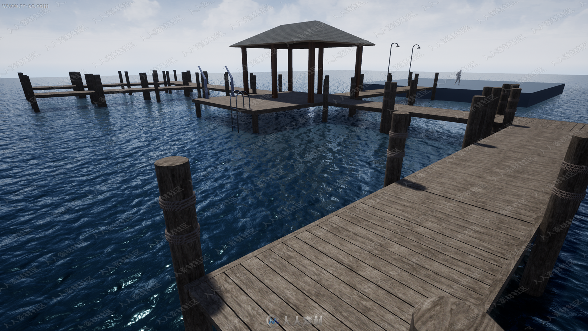 海岸湖边码头环境设施蓝图UE4游戏素材资源