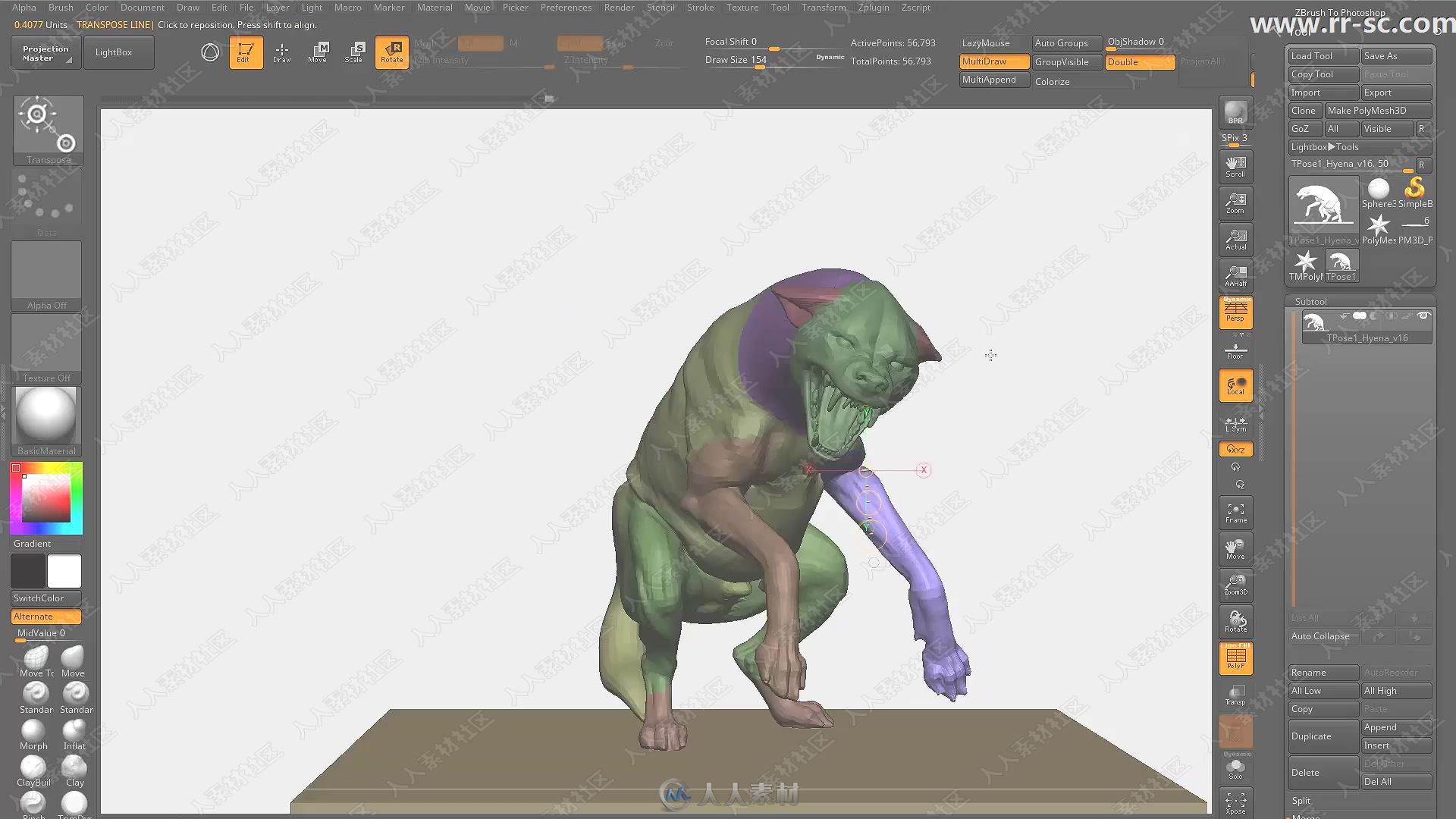 Zbrush雕刻细斑鬣狗3D高精视频教程